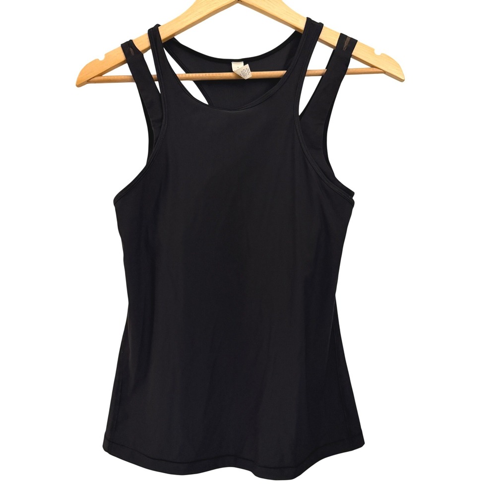 Lululemon Racerback Tank Top Womens 4 Black Excellent Built-In Shelf Bra Yoga